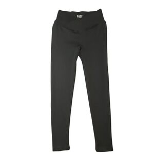 OQQ Ribbed Crossover V Waist Leggings Black High Waisted Yoga Pants Small (0997)